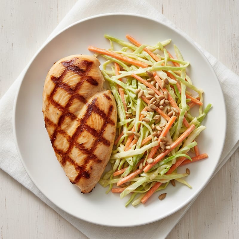 Grilled Chicken Breast with Crunchy Cabbage Slaw