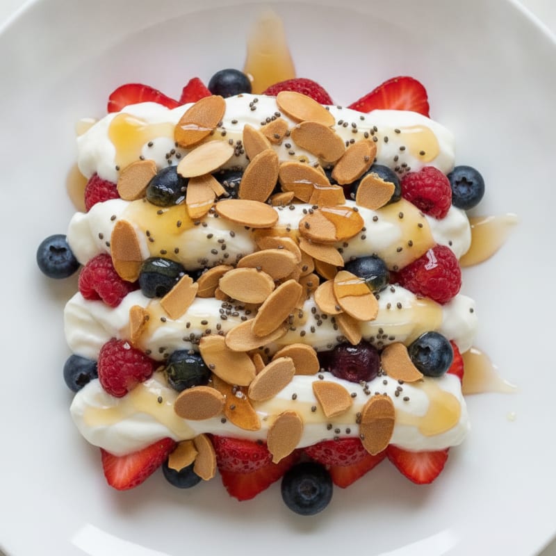 Greek Yogurt Protein Parfait with Berries and Almonds