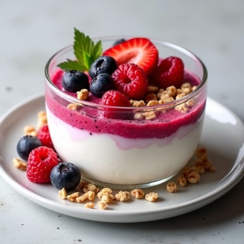 Silky Greek Yogurt Protein Pudding with Mixed Berries