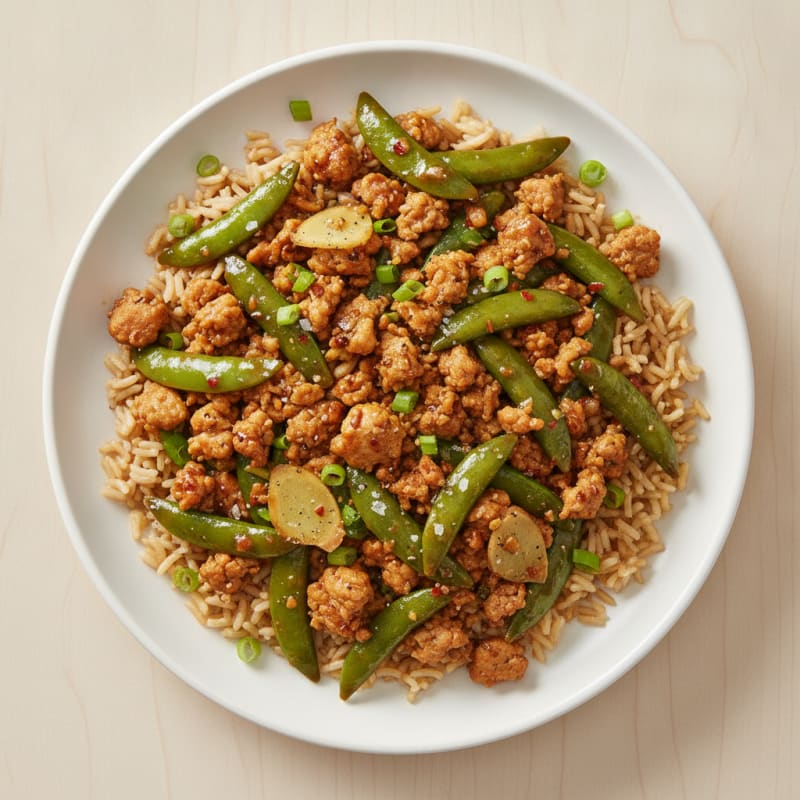 Savory Ginger-Garlic Turkey and Snap Pea Bowl