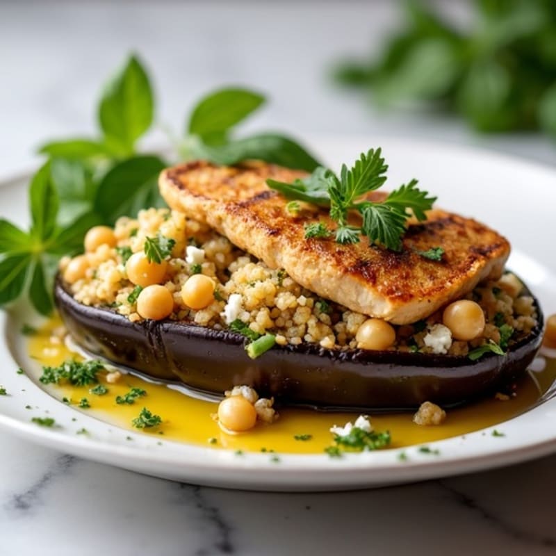 Herb-Roasted Quinoa Stuffed Eggplant