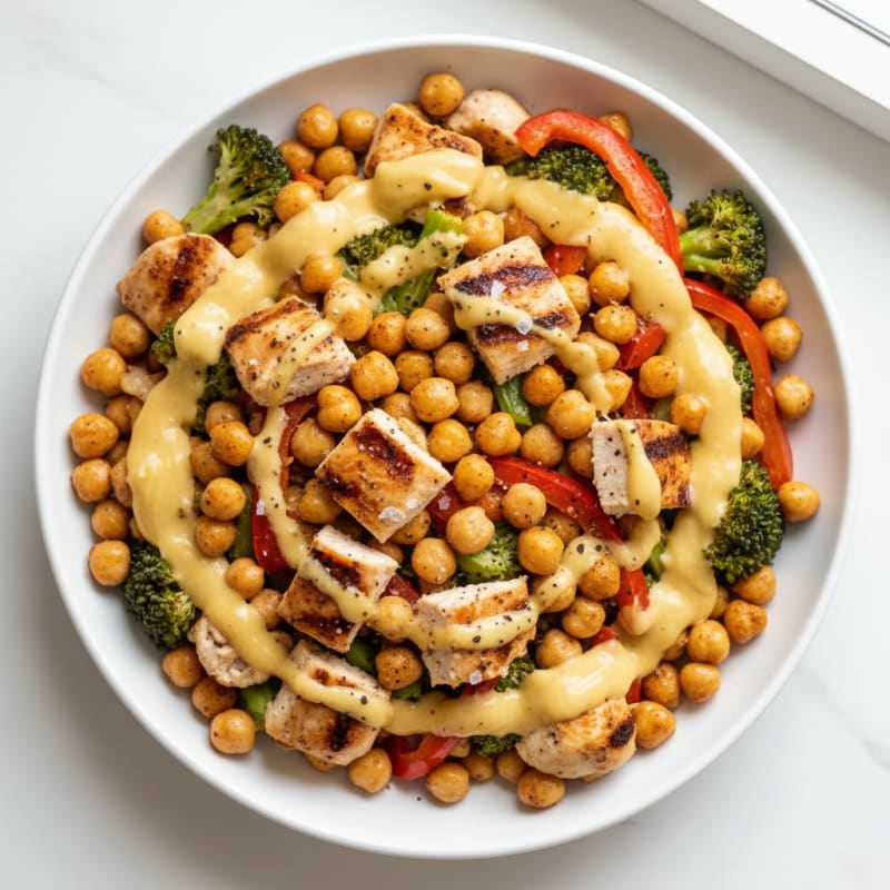 Creamy Roasted Chickpea & Veggie Bowl