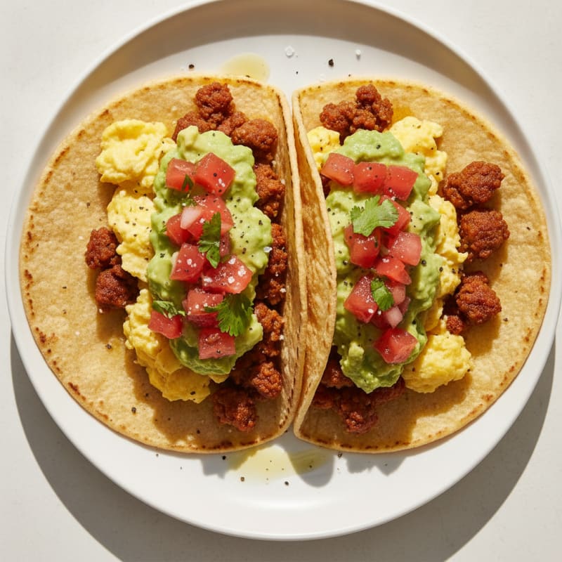 Breakfast Egg and Chorizo Tacos