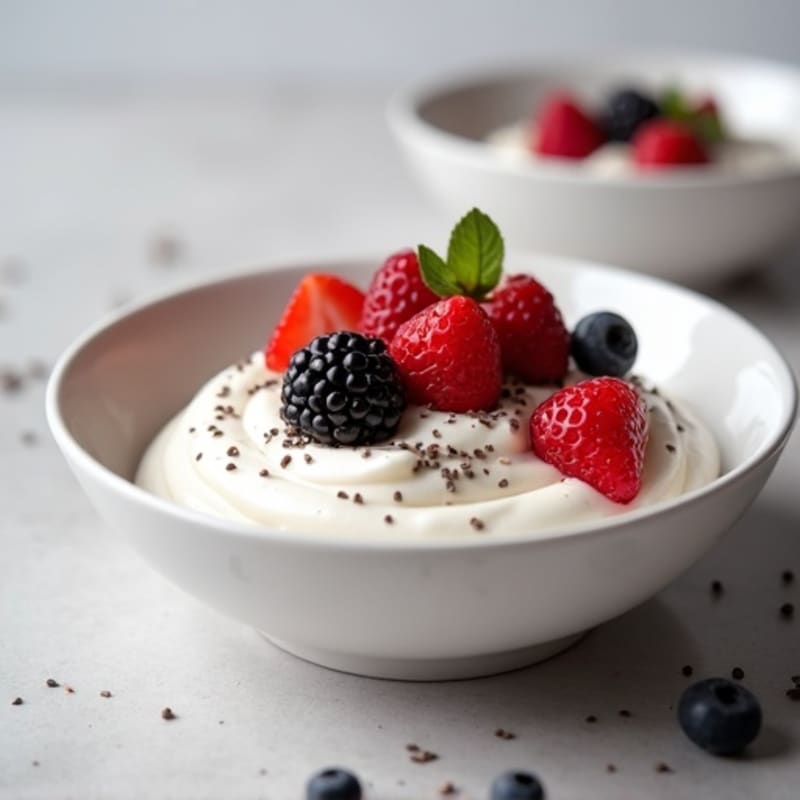 Greek Yogurt Protein Mousse with Mixed Berries