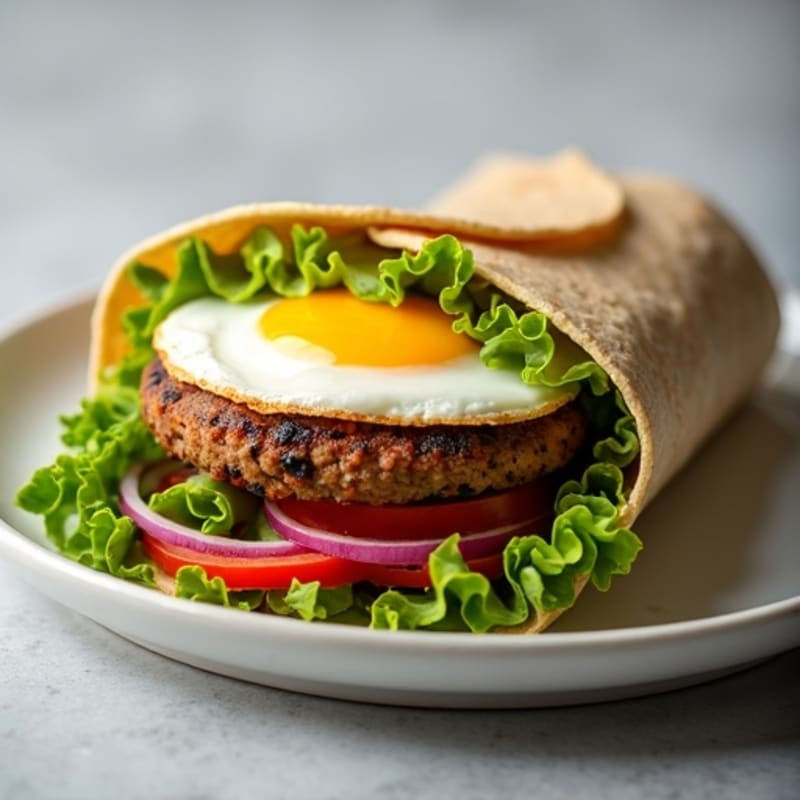 Hearty Black Bean Veggie Burger Wrap with Creamy Avocado