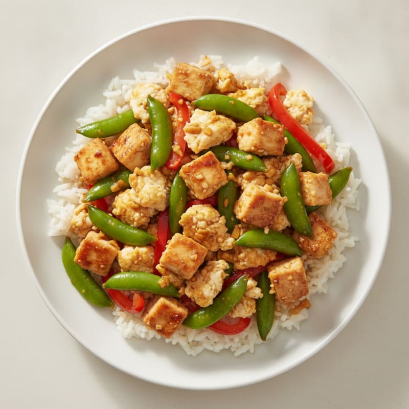 Egg White and Chicken Veggie Stir-Fry with Jasmine Rice