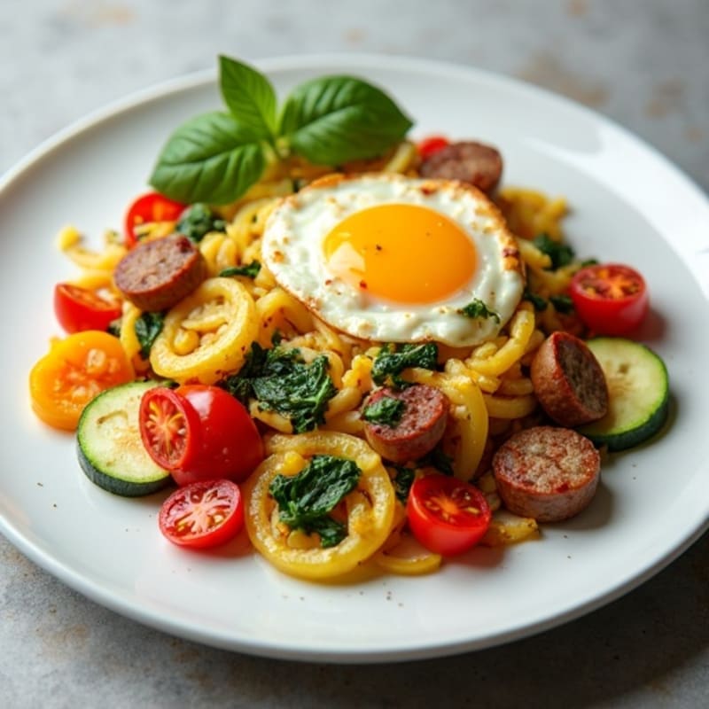 Savory Egg White Scramble with Roasted Vegetables and Lean Chicken Sausage