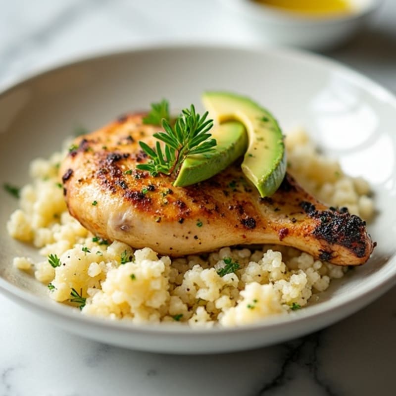 Herb-Roasted Chicken with Fluffy Cauliflower Rice
