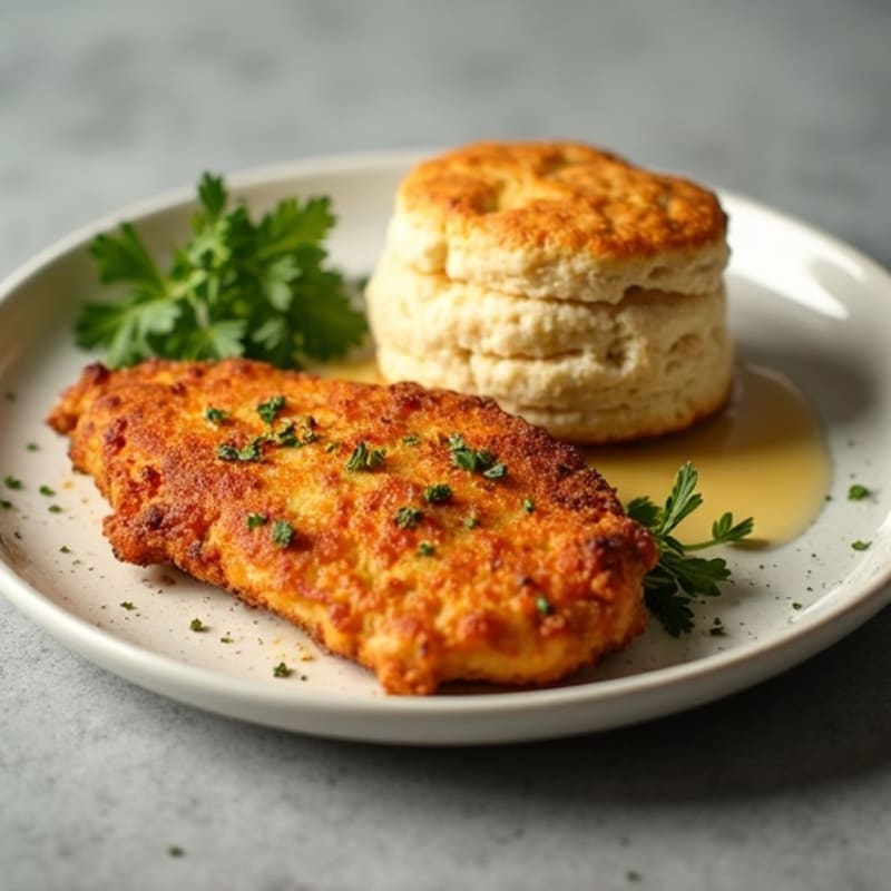 Crispy Baked Chicken with Herb-Buttermilk Drop Biscuits