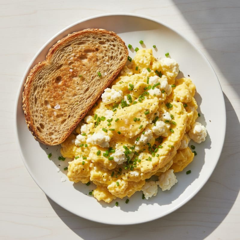 Scrambled Eggs with Cottage Cheese and Chives