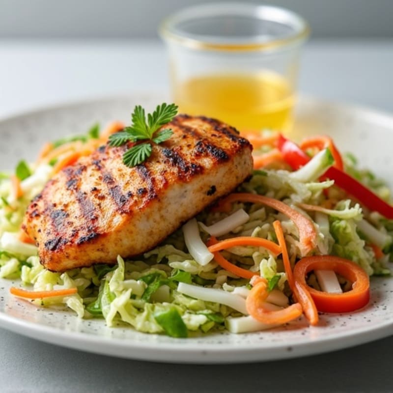 Grilled Chicken Breast with Crunchy Cabbage Slaw