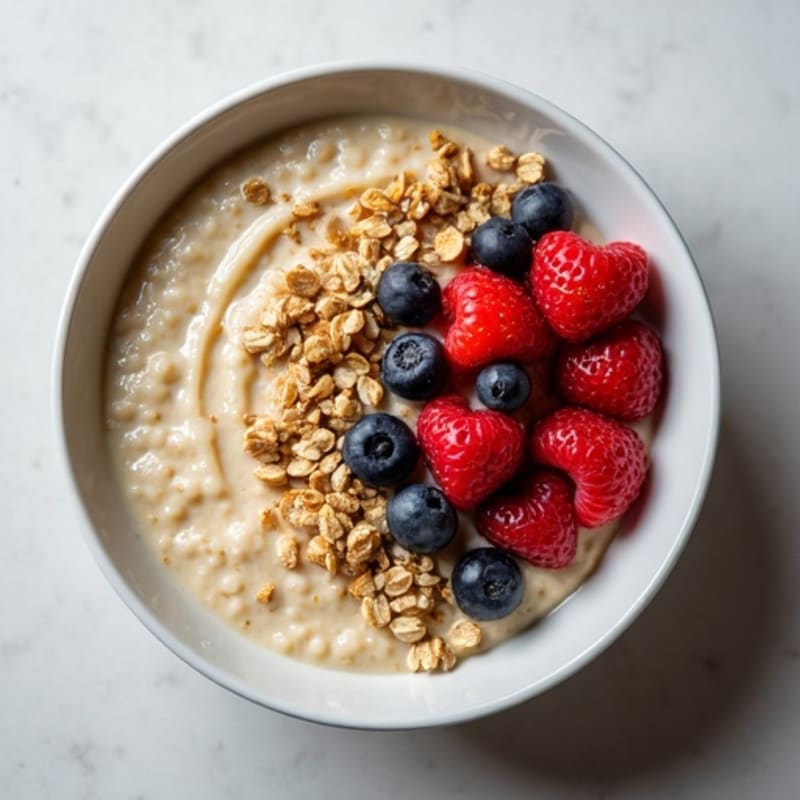 Creamy Oatmeal with Tofu Protein and Fresh Berries