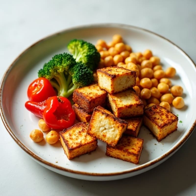 Crispy Baked Tofu with Roasted Vegetables