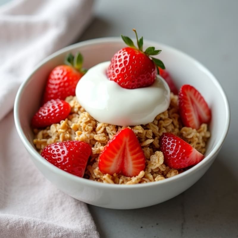 Baked Strawberry Oatmeal with Creamy Greek Yogurt