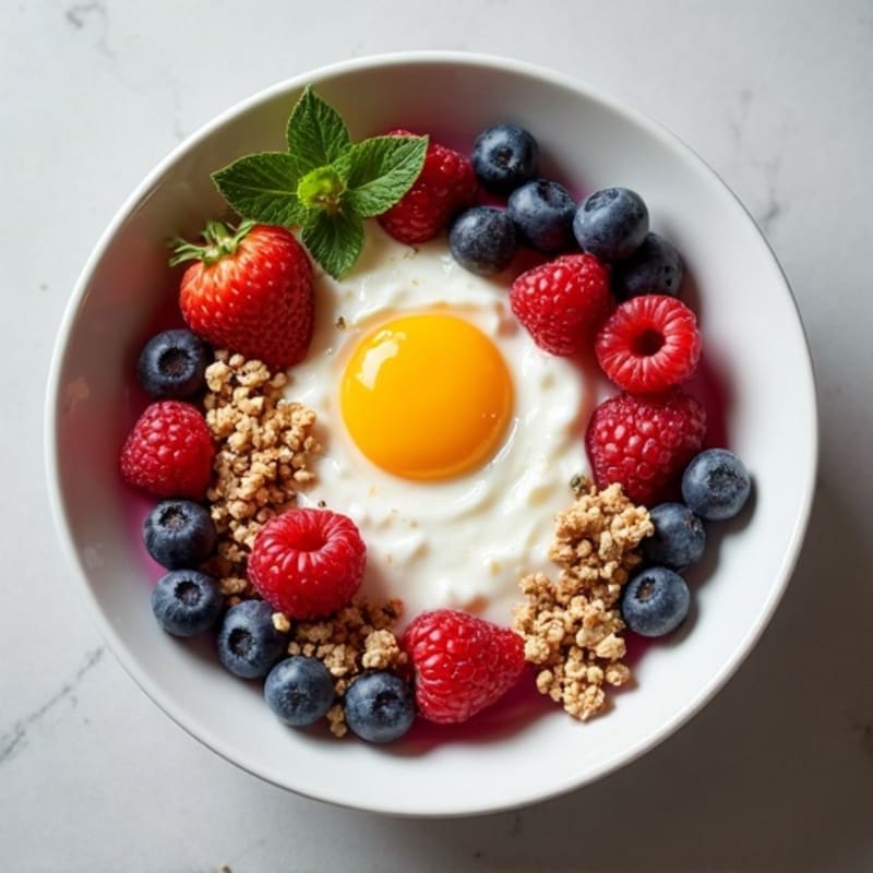 Greek Yogurt and Egg White Protein Bowl with Mixed Berries