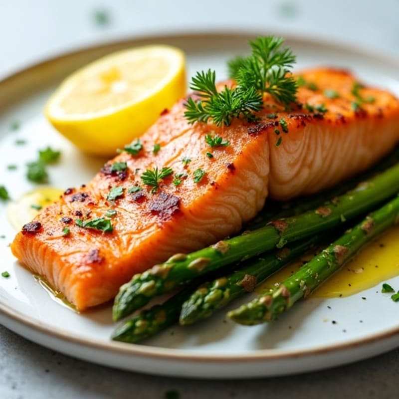 Crispy Pan-Seared Salmon with Roasted Asparagus