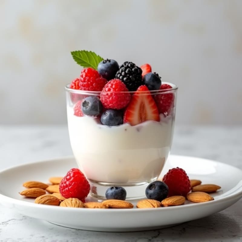 Greek Yogurt Protein Parfait with Mixed Berries and Almonds