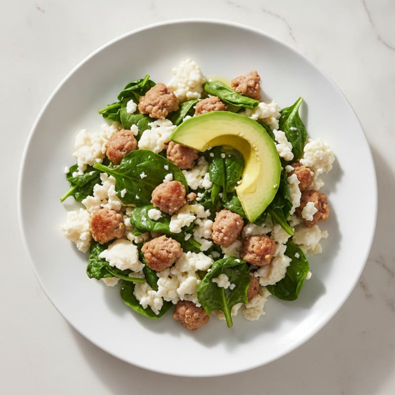 Egg White and Turkey Sausage Scramble with Spinach