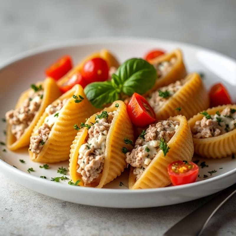 Baked Whole Wheat Shells with Lean Ground Turkey and Creamy Ricotta Filling