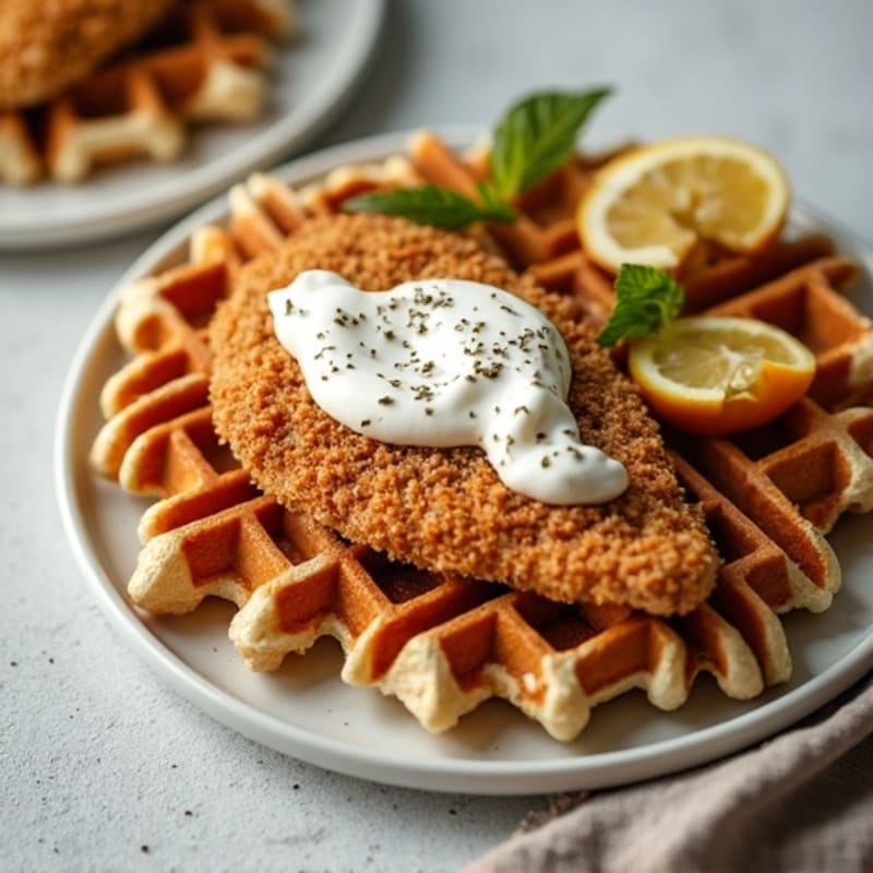 Crispy Baked Chicken with Fluffy Whole Grain Waffles