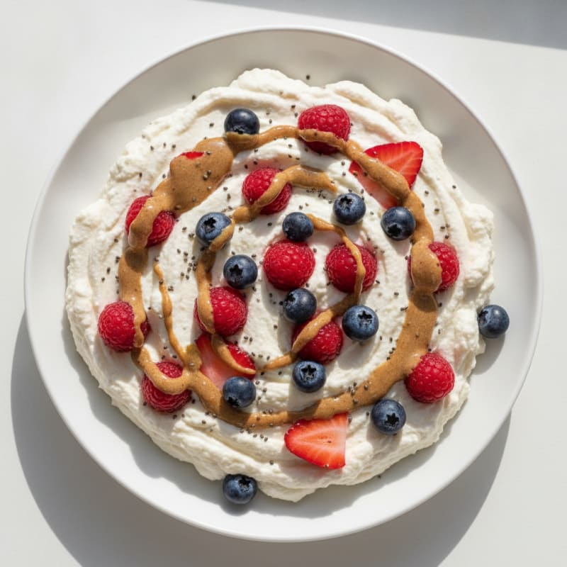 Greek Yogurt Protein Mousse with Mixed Berries