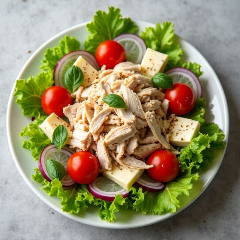Chopped Turkey and Provolone Salad with Crispy Romaine and Zesty Herb Vinaigrette