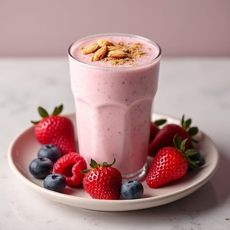 Silken Tofu Protein Smoothie with Almond Butter and Berries