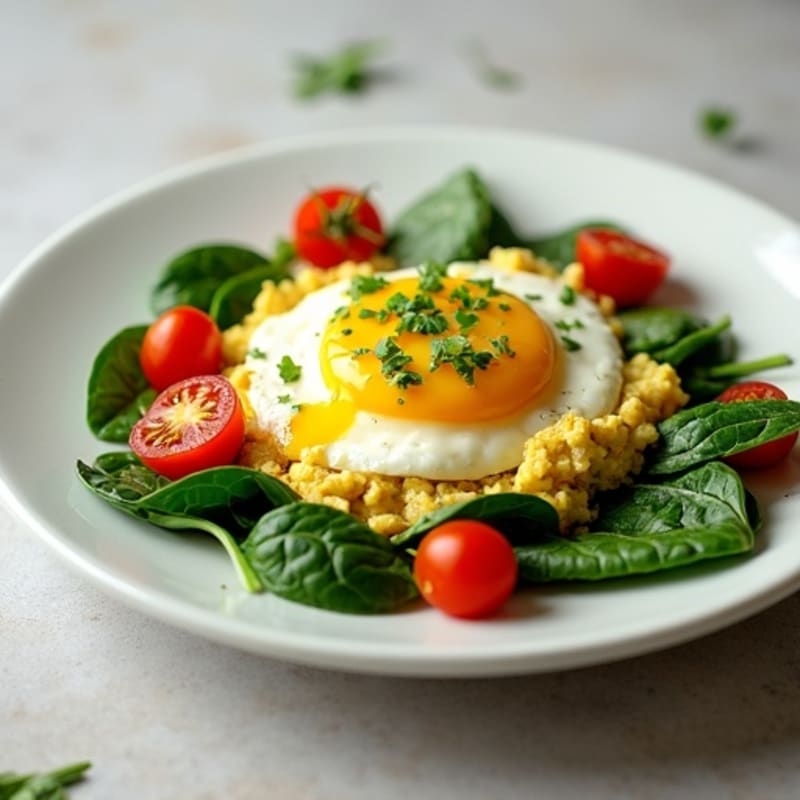 Cottage Cheese Scramble with Spinach and Cherry Tomatoes