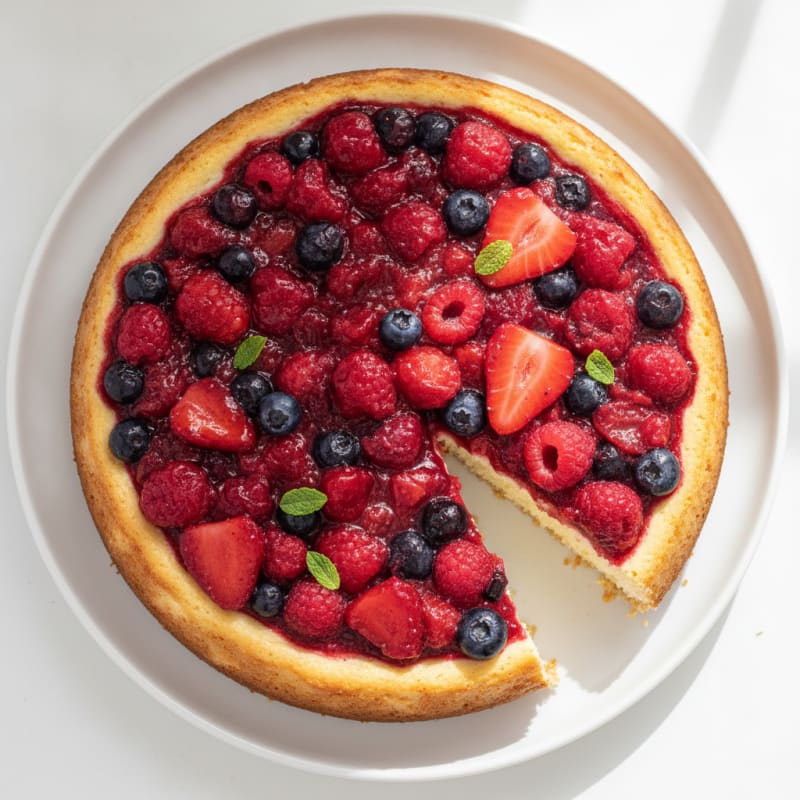 Greek Yogurt Protein Cheesecake with Mixed Berries