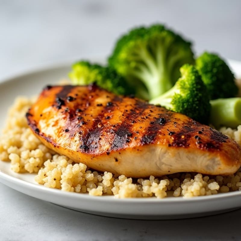 Grilled Chicken Breast with Quinoa and Steamed Broccoli