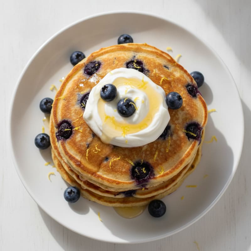 Blueberry Ricotta Pancakes with Lemon Zest