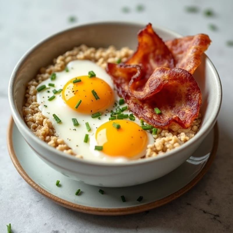 Bacon and Egg Oatmeal Bowl with Chives