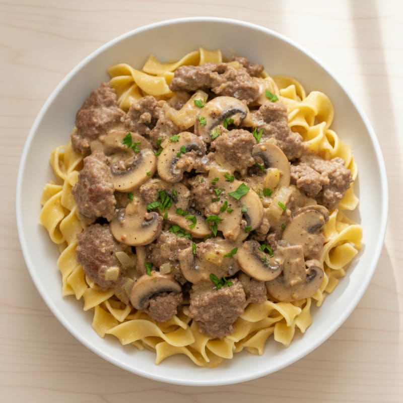 Hearty Beef Stroganoff with Egg Noodles