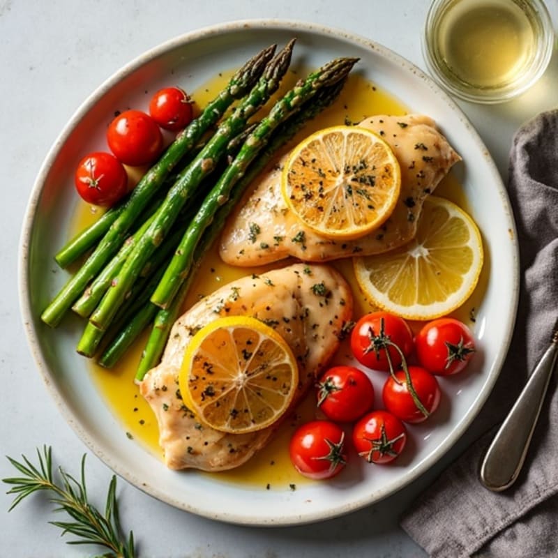 Sheet Pan Lemon-Herb Chicken with Roasted Asparagus and Cherry Tomatoes