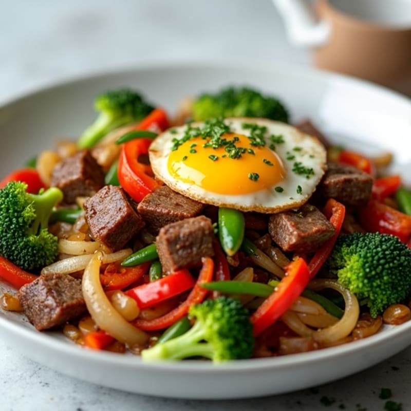 Ginger-Garlic Beef Stir Fry with Crispy Vegetables