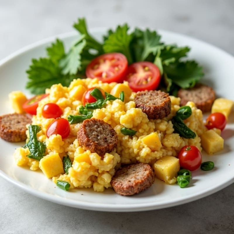 Egg White Veggie Scramble with Turkey Sausage