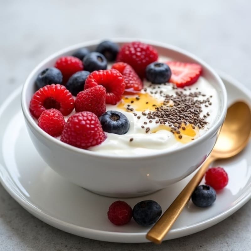 Creamy Greek Yogurt with Mixed Berries and Chia Seeds