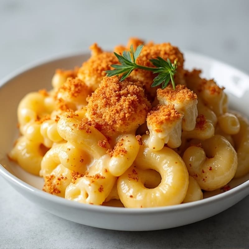 Baked Cauliflower Mac with Crispy Chickpea Crumbs