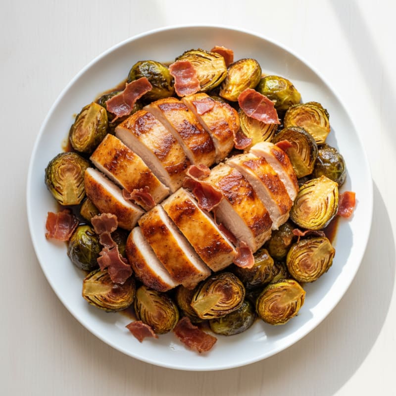 Caramelized Balsamic Brussels Sprouts with Crispy Prosciutto