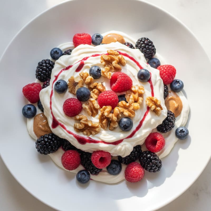 Silky Greek Yogurt Protein Mousse with Mixed Berries