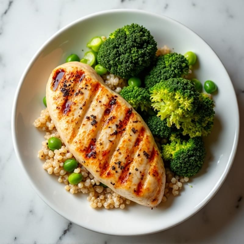 Grilled Chicken Breast with Roasted Broccoli and Quinoa