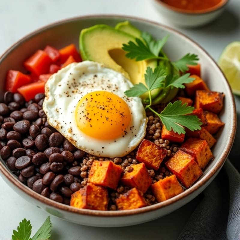 Crispy Sweet Potato and Ground Beef Taco Bowl