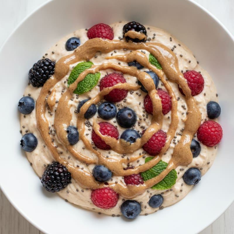 Creamy Greek Yogurt Protein Pudding with Mixed Berries