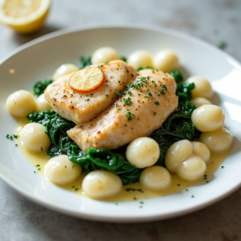 Creamy Ricotta Gnocchi with Lemon-Herb Chicken and Sautéed Spinach