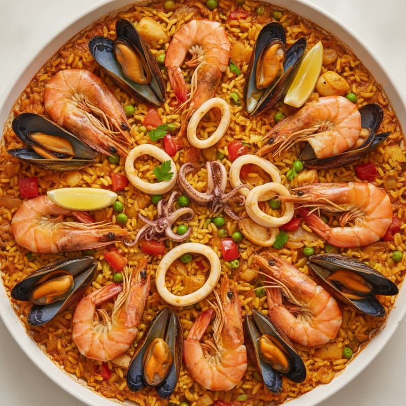 Spanish Seafood Paella with Saffron Rice