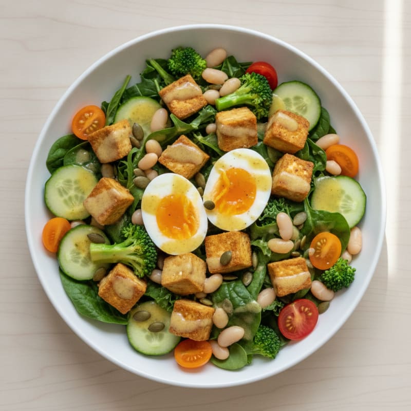 Baked Tofu and Egg Power Bowl