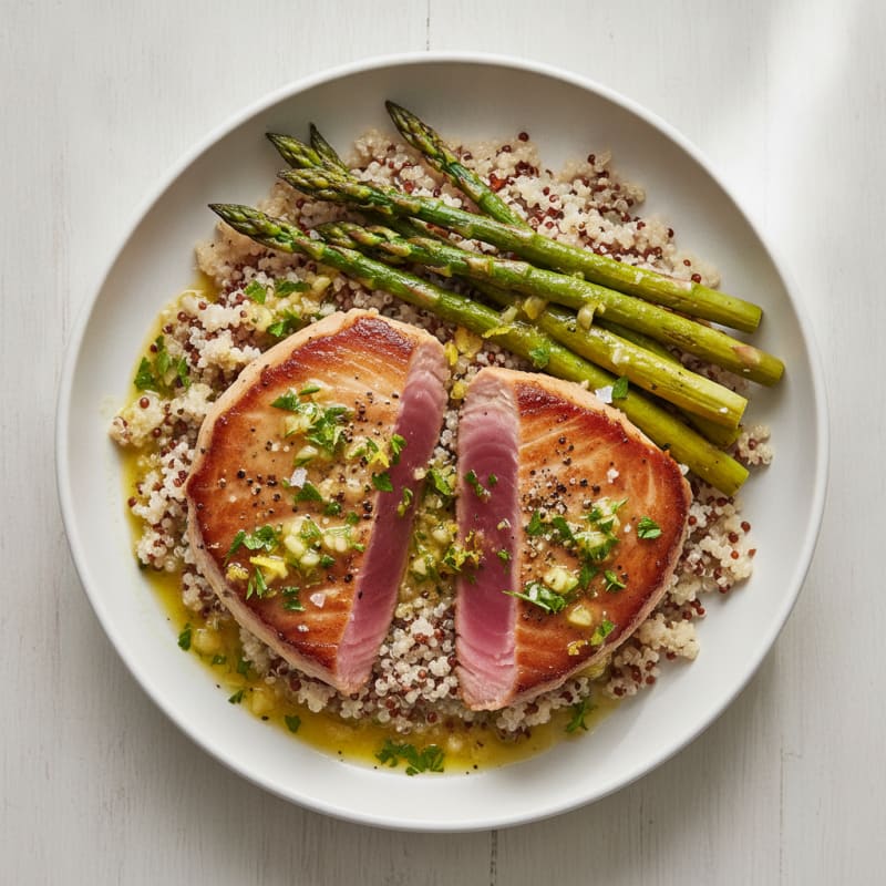 Seared Tuna with Lemon-Herb Sauce