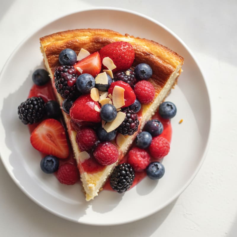Greek Yogurt Protein Cheesecake with Mixed Berries
