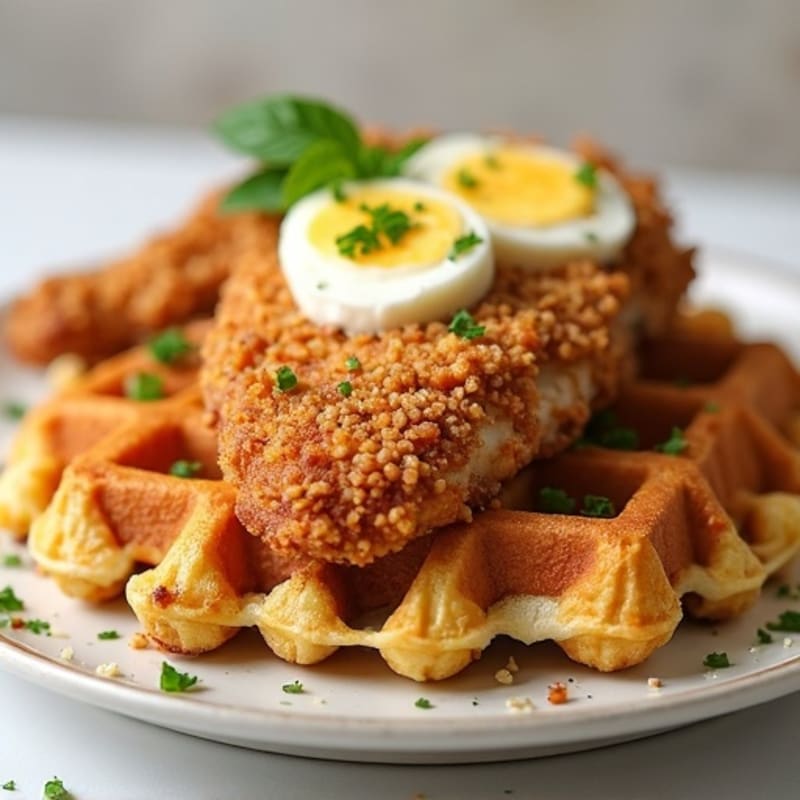 Crispy Almond-Crusted Chicken with Golden Protein Waffles