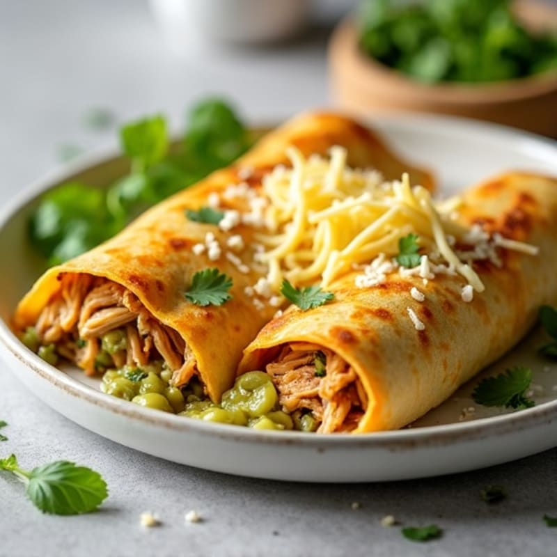 Salsa Verde Shredded Chicken Enchiladas
